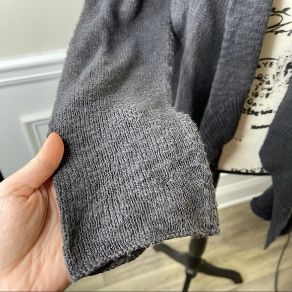 Eileen Fisher gray organic cotton open front sweater cardigan size Medium petite - Picture 2 of 8